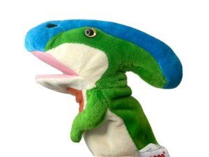 Aurora Parasaurolophus Dinosaur Plush Hand Puppet 10" Imagination Stage Cleaned